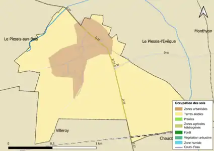 Carte des infrastructures et de l'occupation des sols en 2018 (CLC) de la commune.