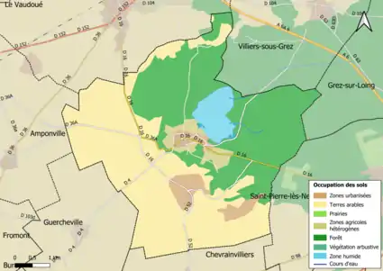 Carte des infrastructures et de l'occupation des sols en 2018 (CLC) de la commune.