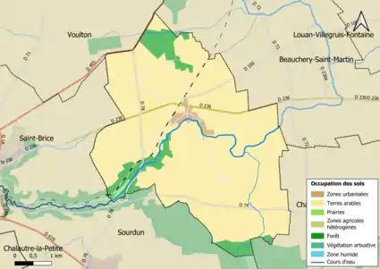 Carte des infrastructures et de l'occupation des sols en 2018 (CLC) de la commune.