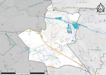 Carte montrant en couleurs le relief d'une commune