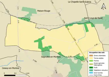 Carte des infrastructures et de l'occupation des sols en 2018 (CLC) de la commune.