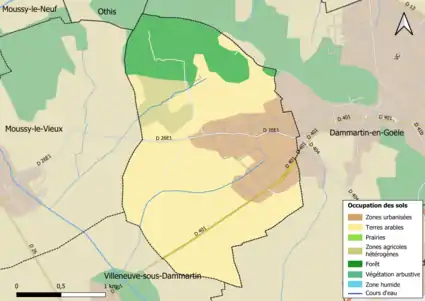 Carte des infrastructures et de l'occupation des sols en 2018 (CLC) de la commune.