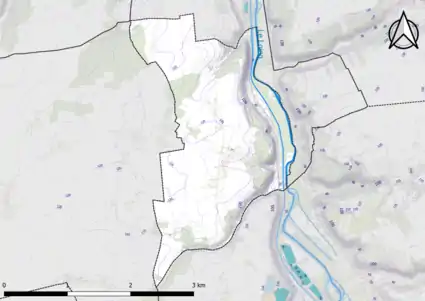 Carte montrant en couleurs le relief d'une commune