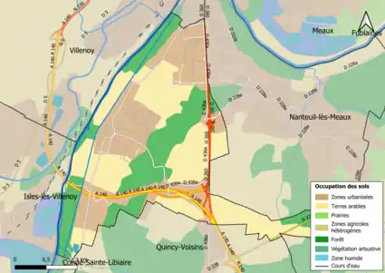 Carte des infrastructures et de l'occupation des sols en 2018 (CLC) de la commune.