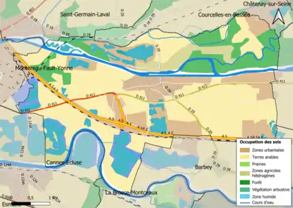 Carte des infrastructures et de l'occupation des sols en 2018 (CLC) de la commune.