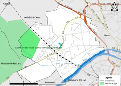 Carte des ZNIEFF de type 1 de la commune.