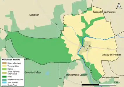 Carte des infrastructures et de l'occupation des sols en 2018 (CLC) de la commune.