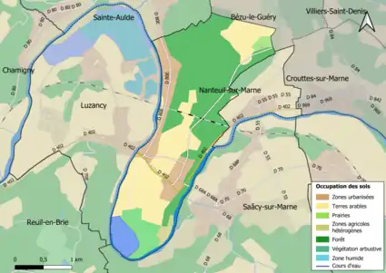 Carte des infrastructures et de l'occupation des sols en 2018 (CLC) de la commune.