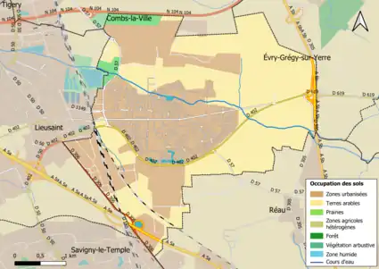 Carte des infrastructures et de l'occupation des sols en 2018 (CLC) de la commune.