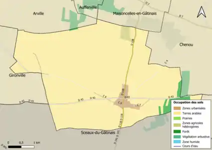 Carte des infrastructures et de l'occupation des sols en 2018 (CLC) de la commune.