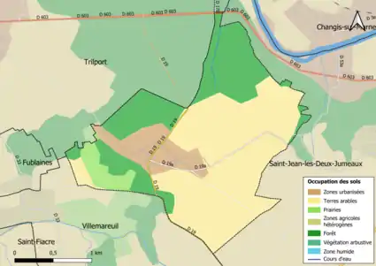 Carte des infrastructures et de l'occupation des sols en 2018 (CLC) de la commune.