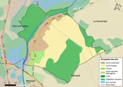 Carte des infrastructures et de l'occupation des sols en 2018 (CLC) de la commune.