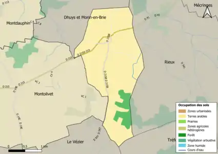 Carte des infrastructures et de l'occupation des sols en 2018 (CLC) de la commune.