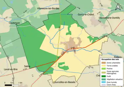 Carte des infrastructures et de l'occupation des sols en 2018 (CLC) de la commune.