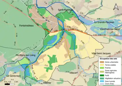 Carte des infrastructures et de l'occupation des sols en 2018 (CLC) de la commune.