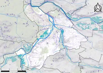 Carte montrant en couleurs le relief d'une commune