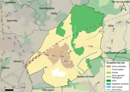 Carte des infrastructures et de l'occupation des sols en 2018 (CLC) de la commune.