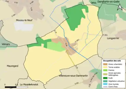 Carte des infrastructures et de l'occupation des sols en 2018 (CLC) de la commune.