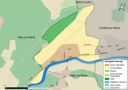 Carte des infrastructures et de l'occupation des sols en 2018 (CLC) de la commune.