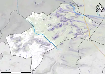 Carte montrant en couleurs le relief d'une commune