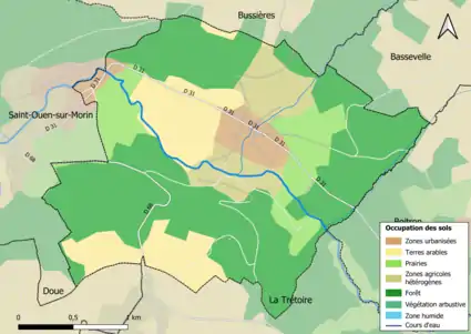 Carte des infrastructures et de l'occupation des sols en 2018 (CLC) de la commune.