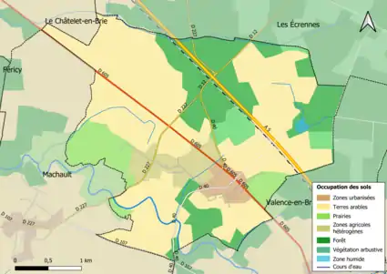 Carte des infrastructures et de l'occupation des sols en 2018 (CLC) de la commune.