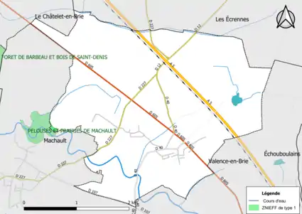 Carte des ZNIEFF de type 1 de la commune.