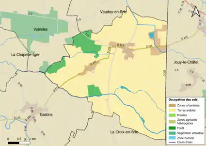 Carte des infrastructures et de l'occupation des sols en 2018 (CLC) de la commune.