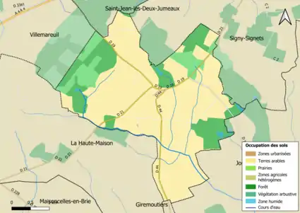 Carte des infrastructures et de l'occupation des sols en 2018 (CLC) de la commune.