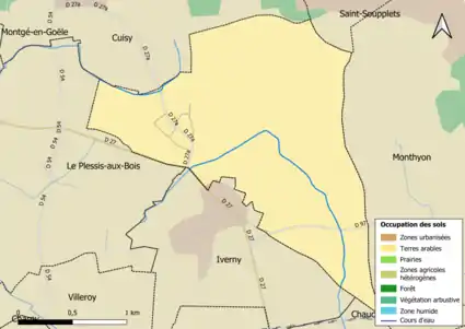 Carte des infrastructures et de l'occupation des sols en 2018 (CLC) de la commune.