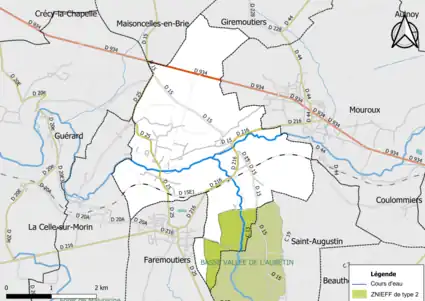 Carte des ZNIEFF de type 2 de la commune.