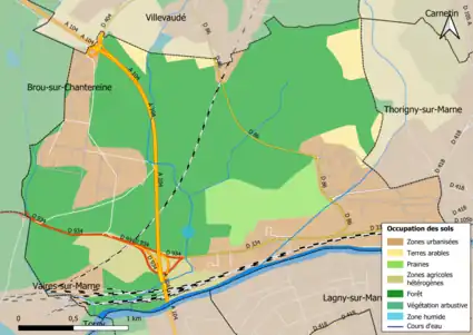 Carte des infrastructures et de l'occupation des sols en 2018 (CLC) de la commune.