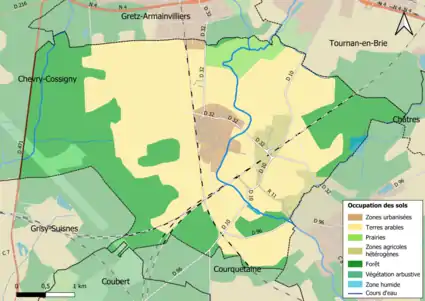 Carte des infrastructures et de l'occupation des sols en 2018 (CLC) de la commune.