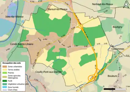 Carte des infrastructures et de l'occupation des sols en 2018 (CLC) de la commune.