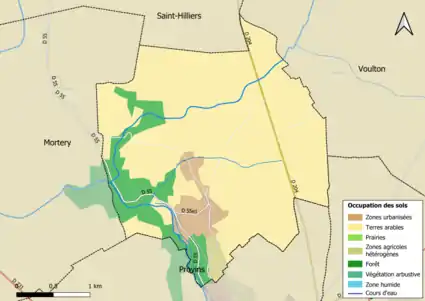 Carte des infrastructures et de l'occupation des sols en 2018 (CLC) de la commune.