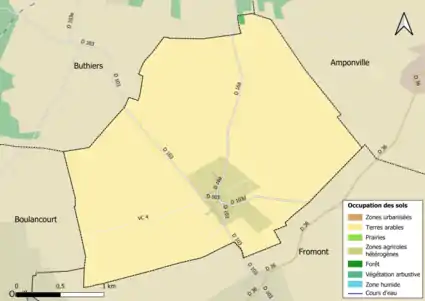 Carte des infrastructures et de l'occupation des sols en 2018 (CLC) de la commune.