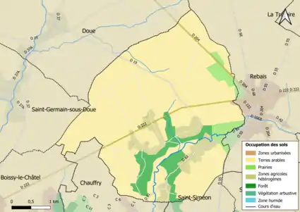 Carte des infrastructures et de l'occupation des sols en 2018 (CLC) de la commune.