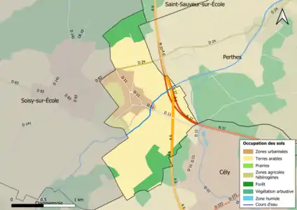 Carte des infrastructures et de l'occupation des sols en 2018 (CLC) de la commune.