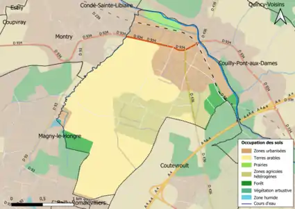 Carte des infrastructures et de l'occupation des sols en 2018 (CLC) de la commune.