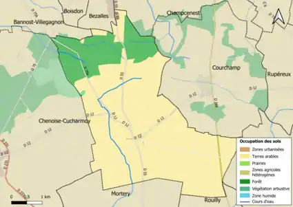 Carte des infrastructures et de l'occupation des sols en 2018 (CLC) de la commune.