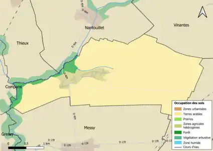 Carte des infrastructures et de l'occupation des sols en 2018 (CLC) de la commune.