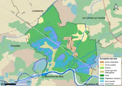 Carte des infrastructures et de l'occupation des sols en 2018 (CLC) de la commune.