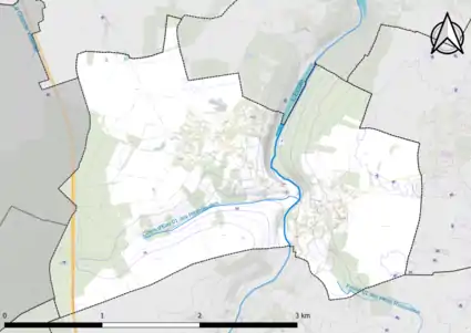 Carte montrant en couleurs le relief d'une commune