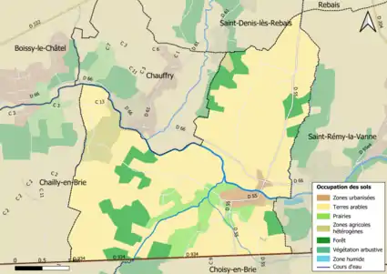 Carte des infrastructures et de l'occupation des sols en 2018 (CLC) de la commune.