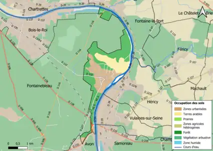 Carte des infrastructures et de l'occupation des sols en 2018 (CLC) de la commune.