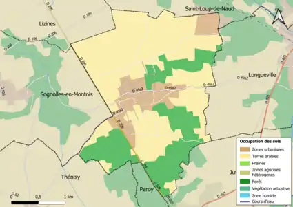 Carte des infrastructures et de l'occupation des sols en 2018 (CLC) de la commune.