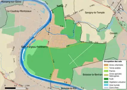 Carte des infrastructures et de l'occupation des sols en 2018 (CLC) de la commune.