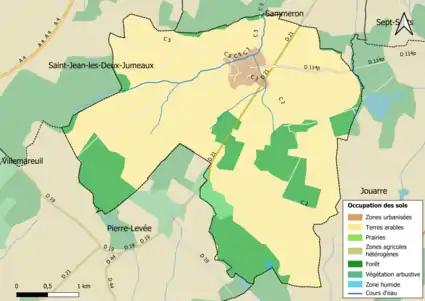 Carte des infrastructures et de l'occupation des sols en 2018 (CLC) de la commune.