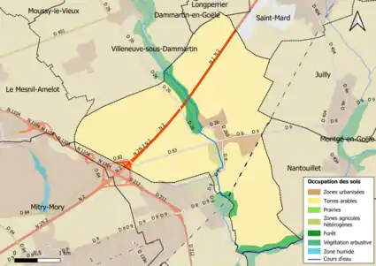 Carte des infrastructures et de l'occupation des sols en 2018 (CLC) de la commune.