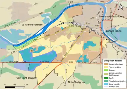 Carte des infrastructures et de l'occupation des sols en 2018 (CLC) de la commune.